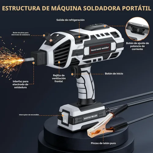 Miniatura 6 de Máquina de soldadura portátil de mano – Soldador de mano inversor IGBT de 110 V, soldador de arco portátil de 20-120 A, arranque en caliente y Gris