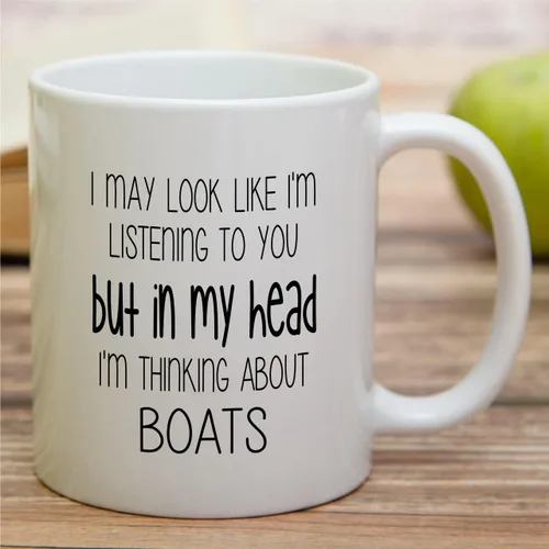 Miniatura 3 de Retreez Taza divertida – I'm Thinking About Boats Boating Nautical Sailor Boat Owner - Tazas de café de cerámica de 11 onzas – Divertido sarcástico