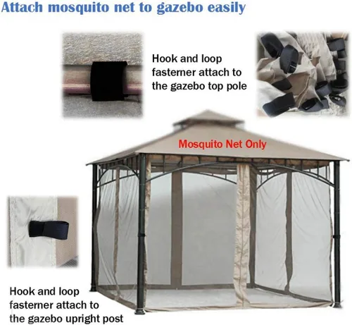 Miniatura 3 de Westcharm Mosquitera de repuesto universal de 10 x 10 pulgadas, juego de 4 paneles (solo mosquitera de Gazebo)