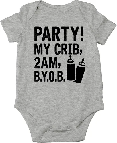 AW Fashions ¡Party! My Crib, 2 AM, B.Y.O.B. - Body para bebé recién nacido, ropa para bebé niña o niño