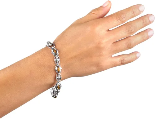 Miniatura 25 de American West Jewelry Pulsera de plata de ley con piedras preciosas de eslabones de concha, tallas pequeñas a grandes