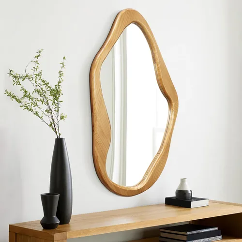 Miniatura 12 de LuxenHome - Espejo de pared asimétrico, 23 x 29 pulgadas, espejo clásico irregular, color marrón, espejos rústicos de granja para baño, espejos