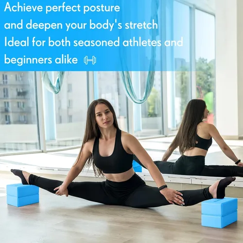Miniatura 7 de RoundFunny Paquete de 4 bloques de yoga antideslizantes para pilates, bloques de espuma de ladrillo para pilates, danza, gimnasia, entrenamiento