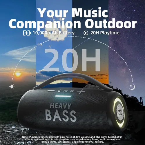 Miniatura 3 de Altavoces Bluetooth inalámbricos, altavoz portátil de 80 W máximo con graves profundos, tiempo de reproducción de 20 horas, IPX6 impermeable, doble