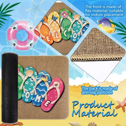 Miniatura 4 de Tallew Chanclas de verano para puerta, antideslizantes, de goma, para verano, bienvenida, náuticas, para playa, para interiores y exteriores, tapete