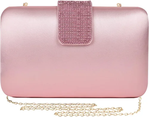 Mulian LilY Bolsos de noche de satén con diamantes de imitación, bolso de mano de novia para mujer, bolso de mano de graduación