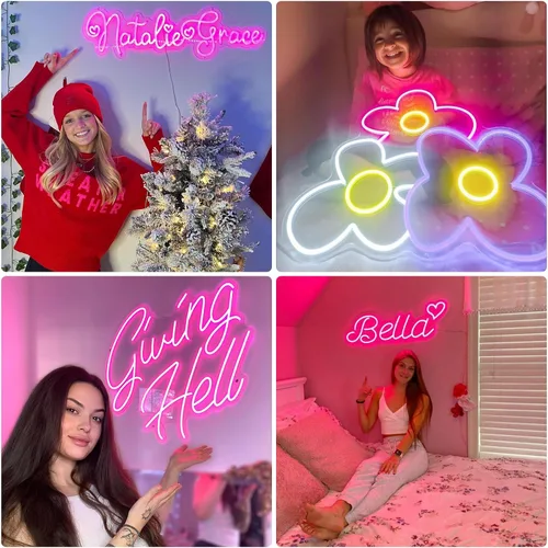 Miniatura 3 de Letrero de neón personalizado, letrero de neón LED personalizable para decoración de pared de dormitorio, letrero de nombre de neón regulable