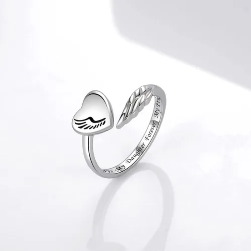 Miniatura 5 de Anillo inspirador de plata de ley 925, diseño de alas de ángel, personalidad, motivación, regalo para adolescentes, niñas, mujeres hijas
