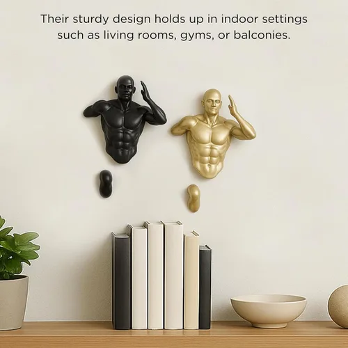Miniatura 3 de Corredores de pared, estatuas de atleta, juego de 2 esculturas altas para hombres y mujeres, escultura artística de escalada para pared, decoración