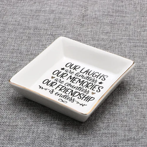 Miniatura 3 de JoycuFF Regalos de amistad para mujeres amigas, bandeja de cerámica para platos y anillos, soportes únicos para cumpleaños, Acción de Gracias, Día