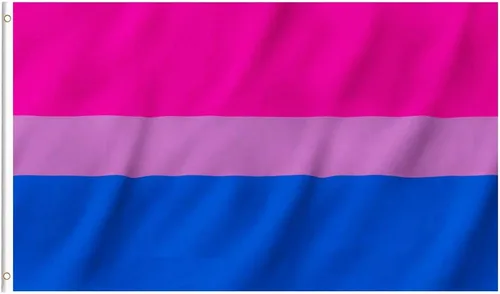 EKEV Bandera de orgullo bisexual de 3 x 5 pies, banderas LGBT bi gay con ojales de latón y cabecera de lona y doble costura y colores brillantes
