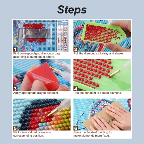 Miniatura 5 de Stalente Kits de pintura de diamantes para adultos, paquete de 10 kits de arte de diamantes 5D para principiantes, pintura de diamante redonda