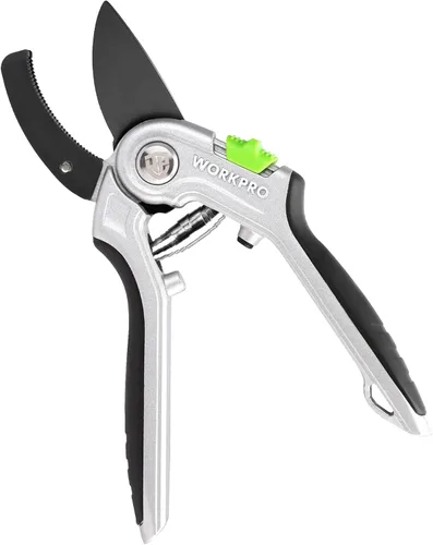 Miniatura 8 de WORKPRO Tijeras de podar yunque de jardín, tijeras de podar de 8" resistentes con mango de diseño ergonómico, cortadoras de jardín que ahorran