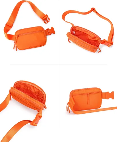 Miniatura 25 de WESTBRONCO Riñoneras para mujeres y hombres, bolsa para cinturón con bolsillos con cremallera, riñoneras modernas, bolsas cruzadas ligeras de 1
