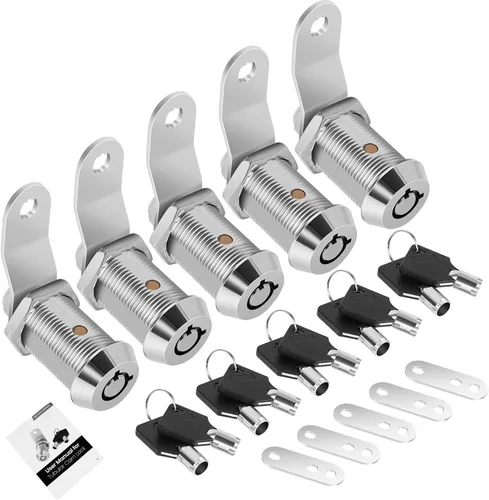 Miniatura 26 de Paquete de 2 cerraduras de caja de herramientas con llaves, cerradura de leva para gabinete de 5/8 pulgadas con llave maestra, cerradura de repuesto