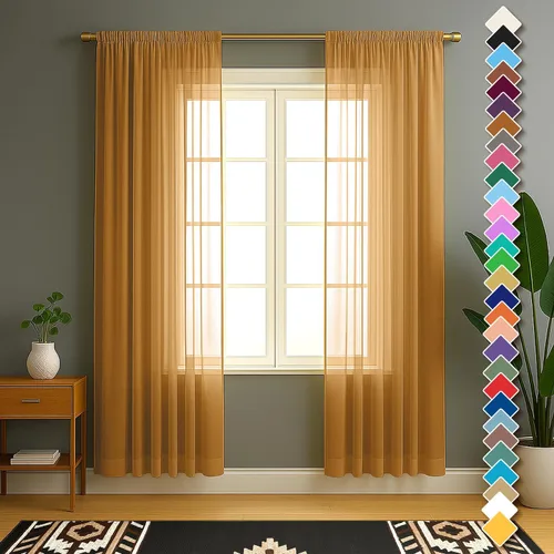 Miniatura 41 de YHSF Cortinas traslúcidas – Juego de 2 paneles para decoración del hogar – Elegantes cortinas de gasa sólida con bolsillo para barra