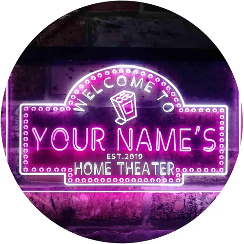 Miniatura 21 de ADVPRO Letrero de neón LED de doble color con tema de cine en casa, diseño personalizado de este año, azul y rojo, 16 x 12 pulgadas