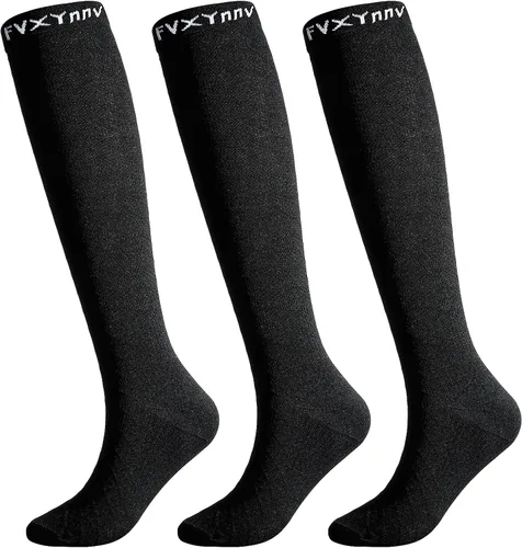 3 pares de calcetines de compresión graduados de 20 a 30 mmHg medias altas hasta la rodilla negras para hombres y mujeres, viajes en avión, correr,