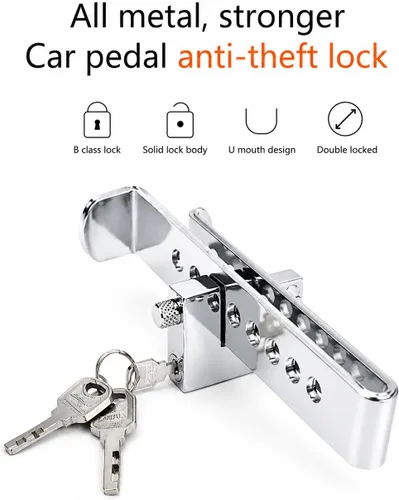 Miniatura 4 de General - Cerradura de embrague de freno antirrobo para automóvil, cerradura de seguridad de acero inoxidable resistente, cerradura de pedal