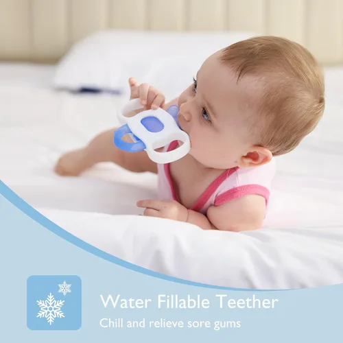 Miniatura 4 de Momcozy Juguetes mordedores para bebés, juguetes de dentición de silicona rellenables con agua fría para bebés, mordedor frío, mordedores de agua