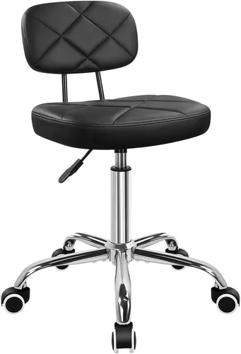 KKTONER Silla de oficina con taburete de oficina trasero con ruedas, altura ajustable, taburetes cuadrados para redactar trabajo en casa (negro)