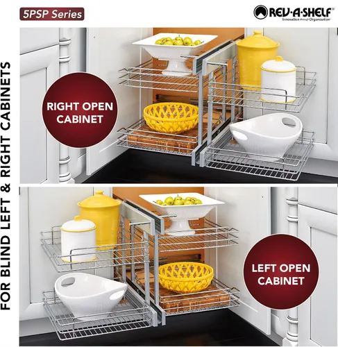 Miniatura 6 de Rev-A-Shelf Organizador de estante extraíble de doble nivel para gabinetes de cocina o baño de esquina ciega con cierre suave, 15 pulgadas, 4