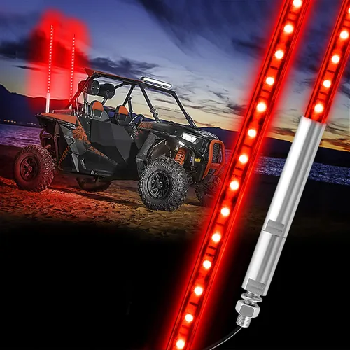 Miniatura 8 de 2 PIEZAS 1.2M Luz LED Roja de Látigo para Camión, BESTZHEYU Luz de Látigo LED de 4 Pies para ATV UTV, Antena de Látigo para RZR Polaris Todoterreno