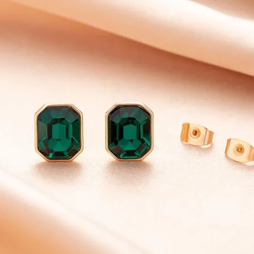 Miniatura 8 de Aretes de tuerca octágono de cristal austriaco para mujer, joyería hipoalergénica de plata de ley 925