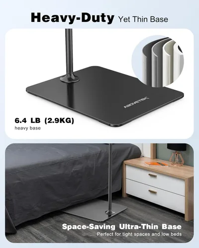 Miniatura 8 de AboveTEK Soporte de piso para tableta, elegante soporte de piso para iPad de altura ajustable con base estable, soporte de aluminio de rotación