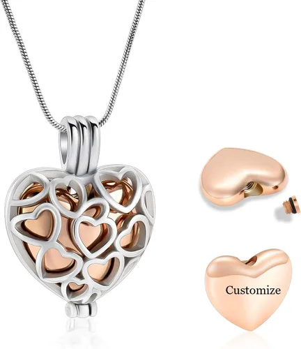 Miniatura 47 de Collar con medallón de cremación conmemorativa con corazón eterno con mini urna para cenizas de seres queridos