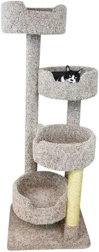 Miniatura 11 de HomeStock Cat Tower - Árbol para gatos grande con varios niveles con postes rascadores, muebles para gatos de interior, color beige