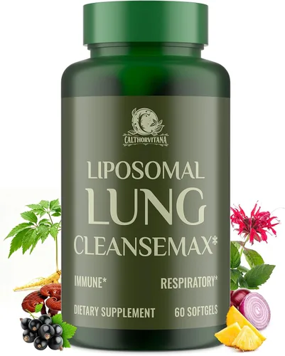 Suplemento Liposomal Lung Cleansemax con Extracto de Hoja de Gordolobo, Extracto de Fruta de Saúco, Quercetina + 13 Hierbas y Vitaminas, Absorción