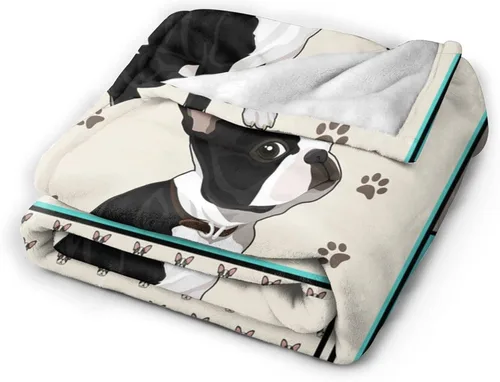 Miniatura 3 de Boston Terrier - Manta ultra suave y acogedora de felpa linda para amantes de los perros Boston, manta de franela de forro polar, ligera, mullida