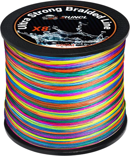 Miniatura 9 de RUNCL Línea de pesca trenzada de 8 hebras, línea trenzada de colores de alta visibilidad, súper fuerte, resistente a la abrasión, no se estira, 328