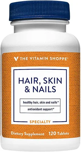 The Vitamin Shoppe Cabello, piel y uñas, con 400 MCG de biotina, soporte para un cabello saludable y vibrante, piel sana y uñas fuertes (120