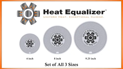 Miniatura 2 de Juego de 3 difusores de calor para estufas de gas de 6 a 8 a 9.25 pulgadas de grado comercial de alto pulido – Placa caliente de aluminio y aleación