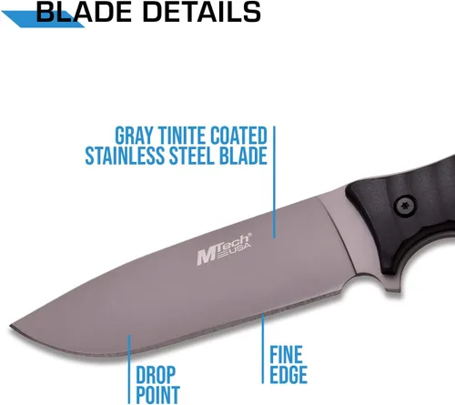 Miniatura 3 de MTech USA mt-20 – 70 C Fixed Blade cuchillo, gris titanio, mango negro, 10 pulgadas