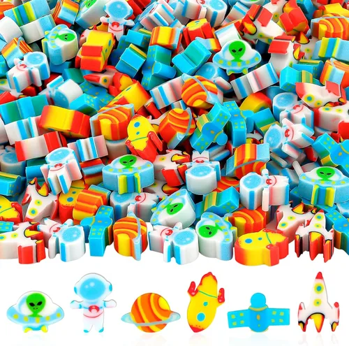 240 borradores espaciales, mini borradores espaciales para niños, astronauta, cohete, OVNI de naves espaciales, para recuerdos de fiesta, hogar,