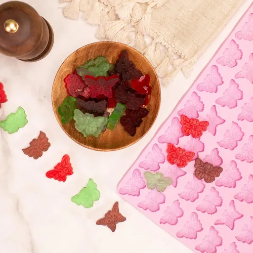 Miniatura 3 de Molde de mariposa, 72 cavidades, mini moldes de silicona de mariposas para gomitas de chocolate y dulces, moldes de mariposa de silicona de grado