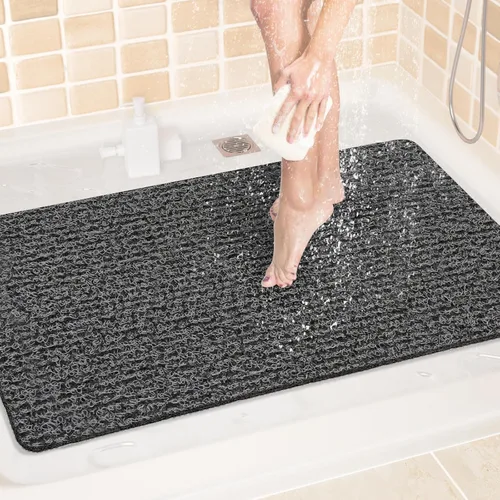 Miniatura 53 de LuxStep - Tapete de ducha, de 24 x 36 pulgadas, tapete de baño antideslizante con drenaje, tapete de baño de cloruro de polivinilo, de secado Gris