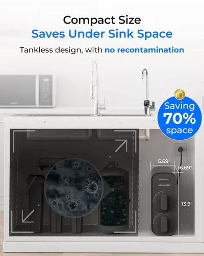 Miniatura 8 de [Flujo dual] Waterdrop G5P700A-Pro - Filtro de agua de ósmosis inversa mineral alcalino pH + certificación NSF/ANSI 58 y 372, sistema de ósmosis