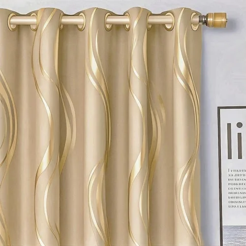 Miniatura 20 de MYRU Juego de 2 paneles de cortinas cortas de cocina para dormitorio, cortinas de rayas con estampado de aluminio para sala de estar