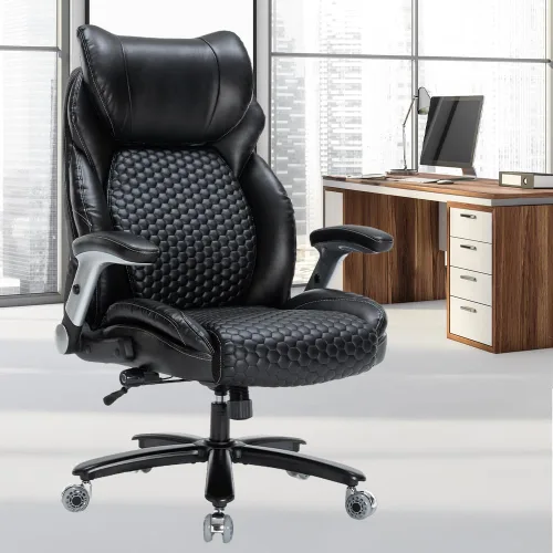 Silla de oficina grande y alta, capacidad ejecutiva de 500 libras, silla de escritorio ergonómica de cuero con reposacabezas ajustable, soporte