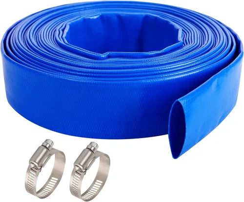 Miniatura 9 de Manguera de retrolavado de piscina de 1-1/2 pulgadas x 50 pies, manguera de descarga de agua plana de PVC reforzado de alta resistencia negra