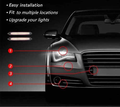 Miniatura 3 de 2 luces LED universales DRL para circulación diurna para automóvil, tira de faros delanteros secuenciales, luz de señal de giro blanco amarillo