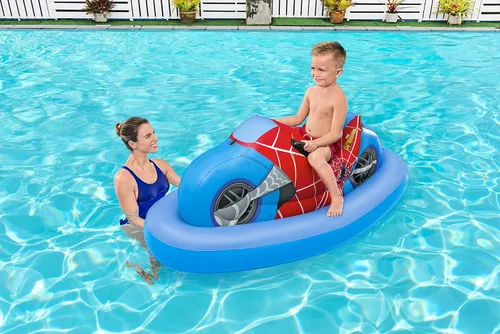 Miniatura 12 de Bestway Spider-Man - Flotador de piscina para motocicleta, 66.9 x 33.1 in