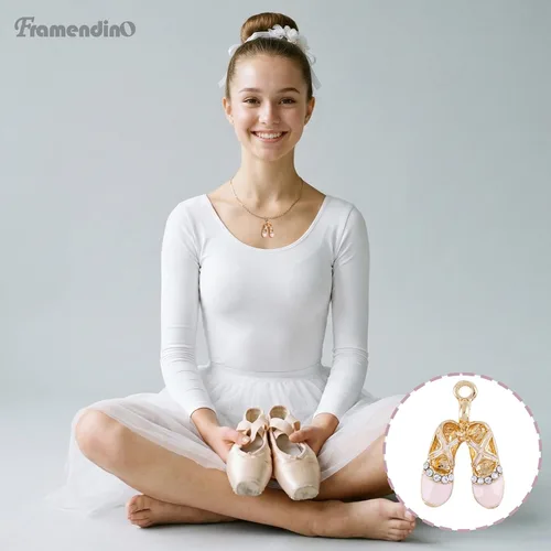 Miniatura 4 de Framendino, Esmalte Ballet Girl Charm Ballet Shoes Colgante Ballet Girl Colgante Ballet Girl Colgante para collar, aretes, pulsera, joyería artesanal