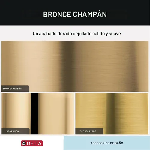 Miniatura 5 de Delta Mylan MYN64-CZ - Juego de 4 toallas de baño de bronce champán de 18 pulgadas, soporte para papel higiénico, soporte para toallas de mano