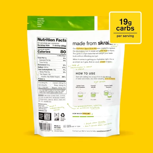 Miniatura 3 de Skratch Labs Polvo de Hidratación Mezcla de Bebida Deportiva Polvo de Electrolitos para Ejercicio, Resistencia y Rendimiento Limón + Lima 60