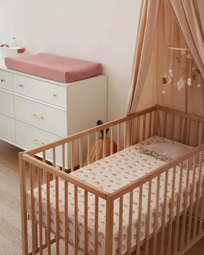 Miniatura 104 de Blissful Diary Sábanas de muselina para cuna para niñas, sábana de bebé de algodón suave bohemio para colchón de cuna estándar de 52 x 28 pulgadas
